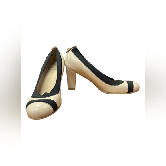 Stuart Weitzman Cream and Black High Heel Pumps, Size 5 NWT - Picture 2 of 9